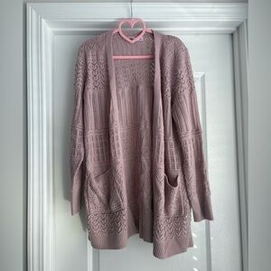 SO Women's Mauve Open Knit Cardigan